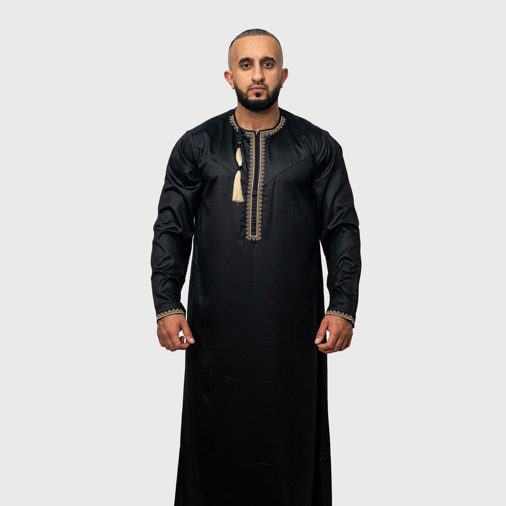 Luxury Midnight Black ZA Omani Thobe