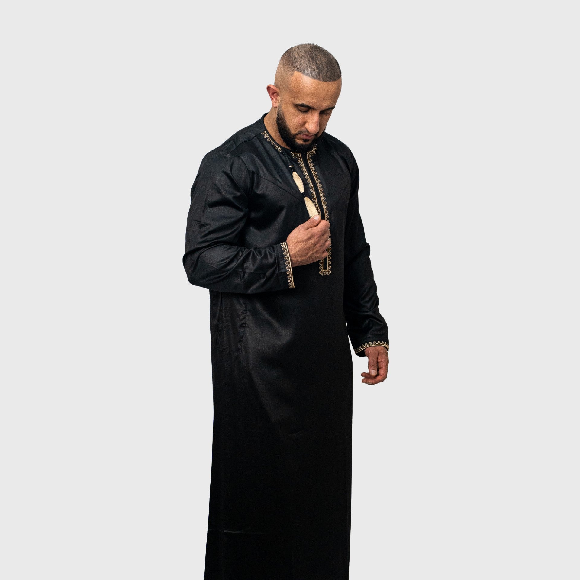Luxury Midnight Black ZA Omani Thobe