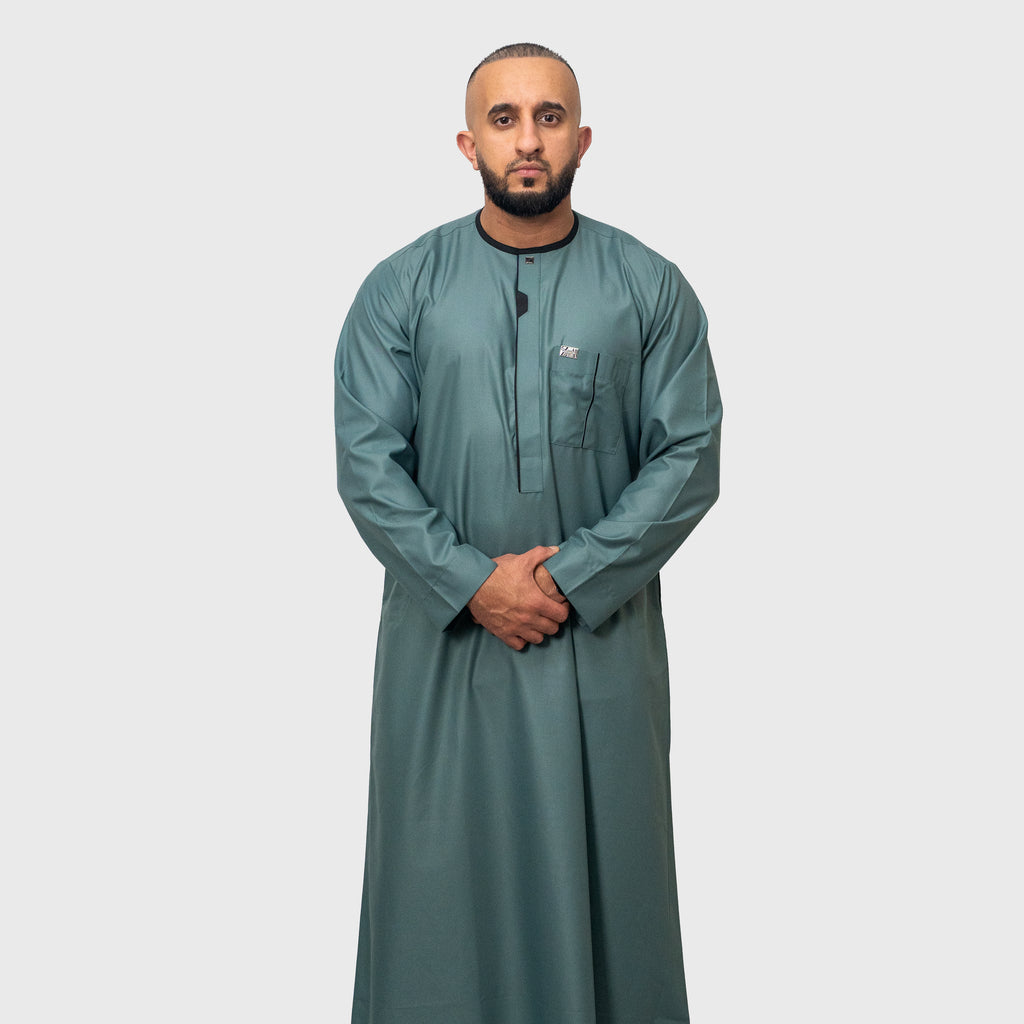 Luxury Buttoned Sage Green ZA Emirati Thobe