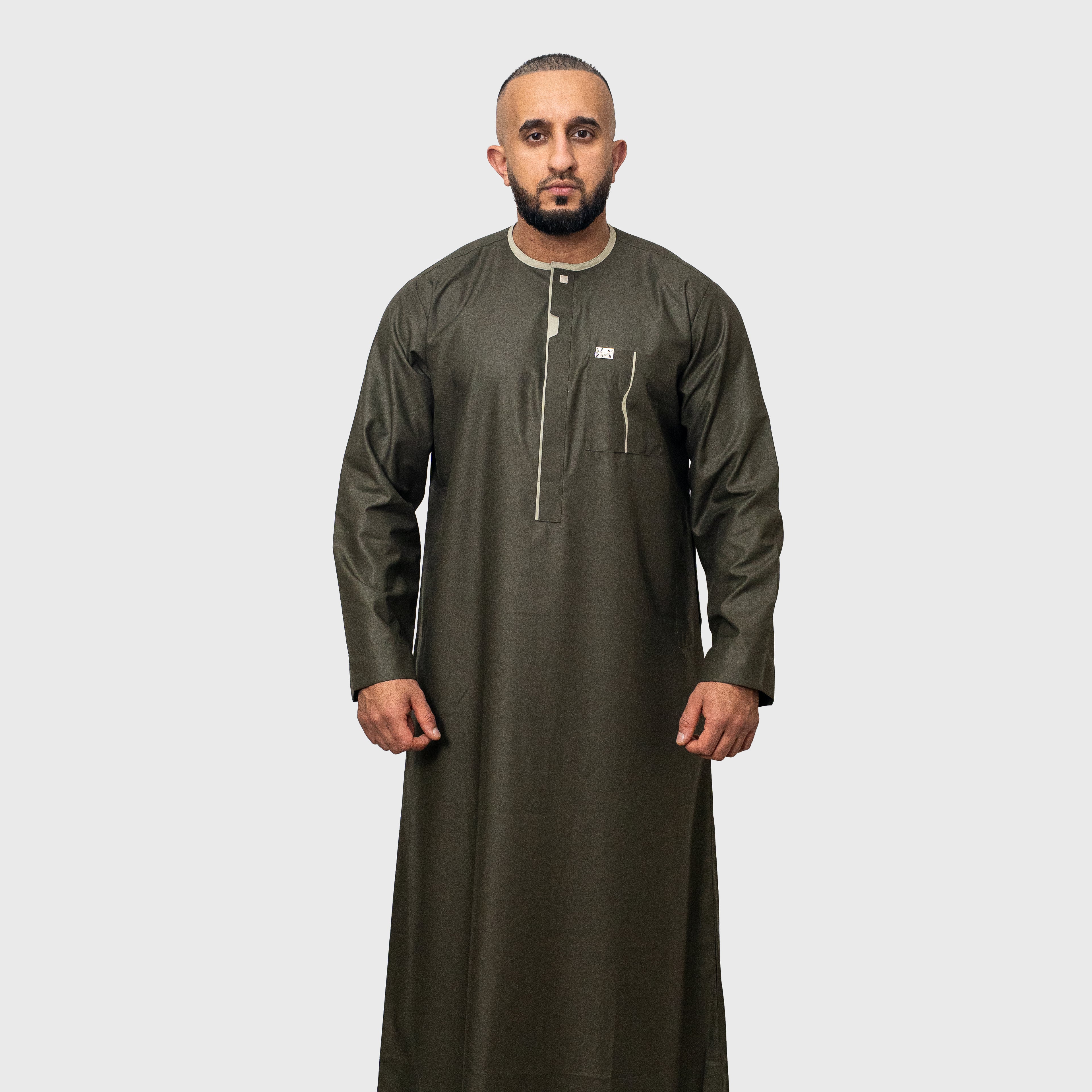 Luxury Buttoned Classic Khaki ZA Emirati Thobe