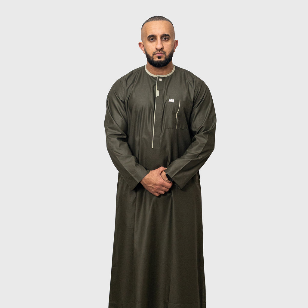 Luxury Buttoned Classic Khaki ZA Emirati Thobe