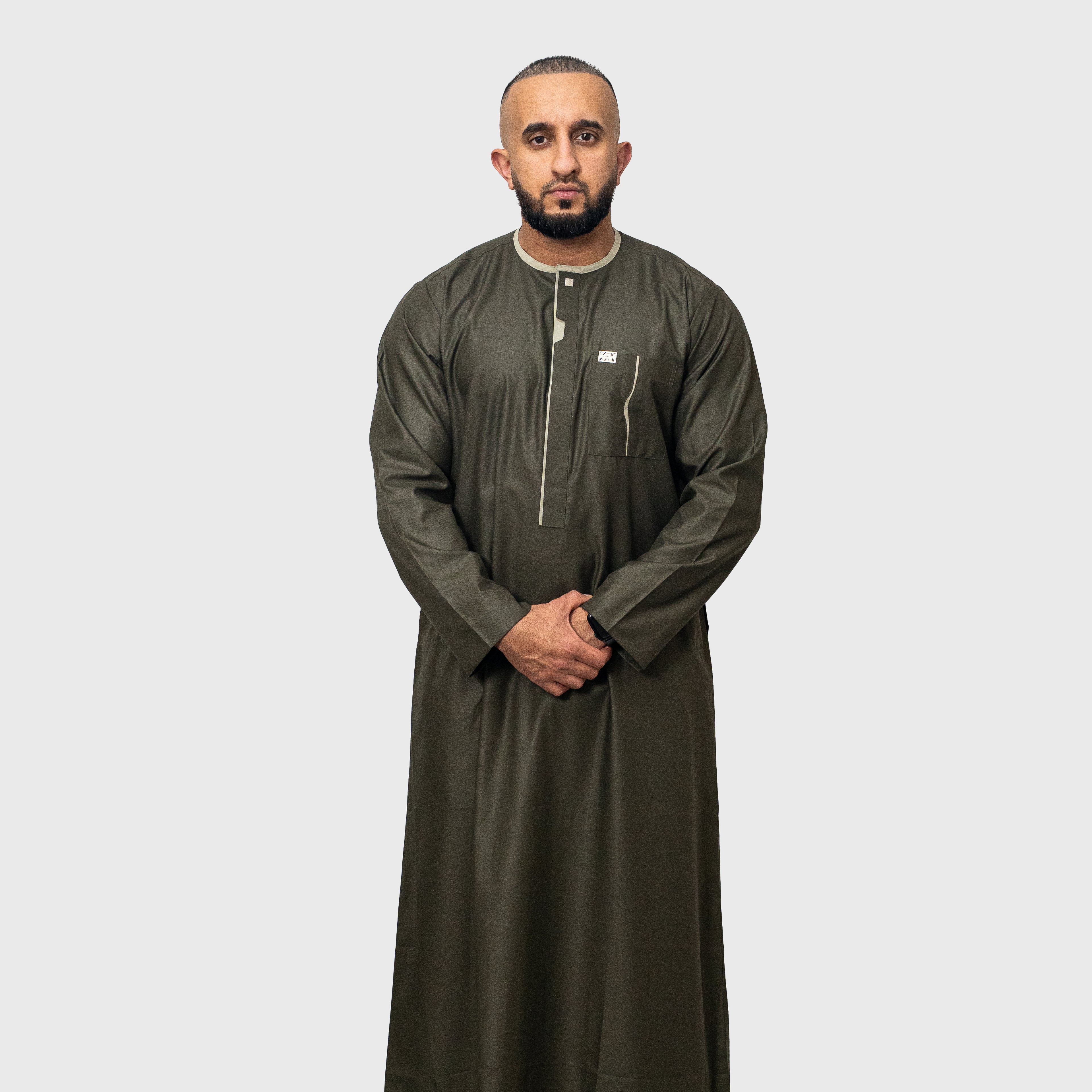 Luxury Buttoned Classic Khaki ZA Emirati Thobe