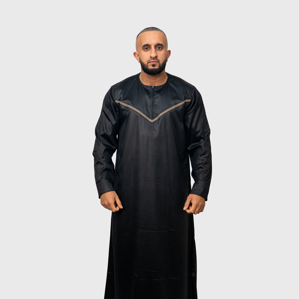 Premium Midnight Black ZA Emirati Thobe