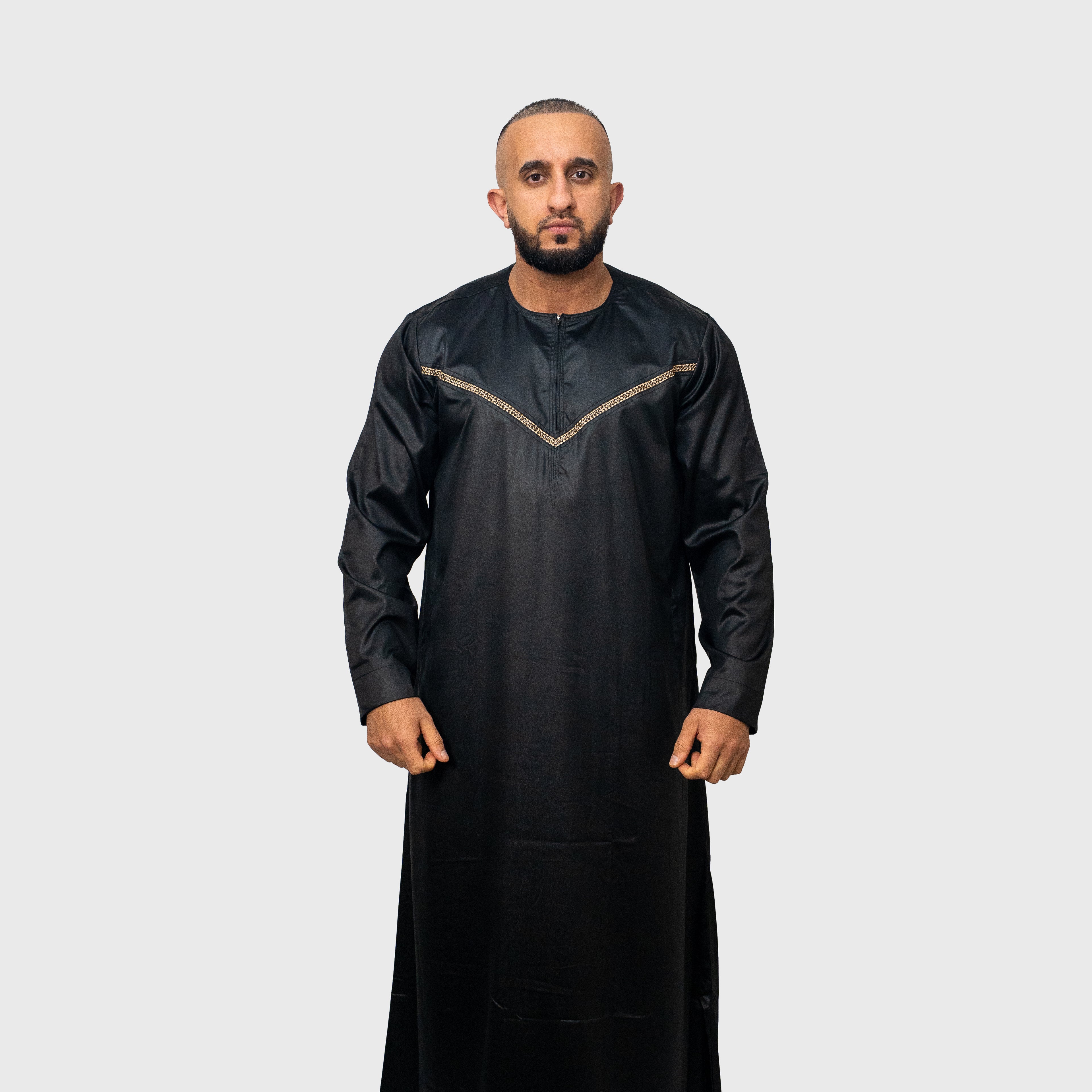 Premium Midnight Black ZA Emirati Thobe