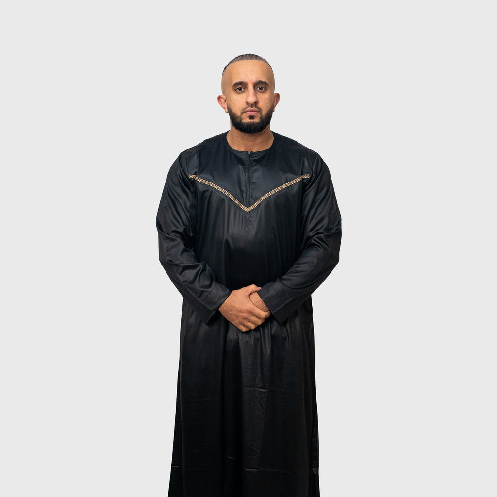 Premium Midnight Black ZA Emirati Thobe