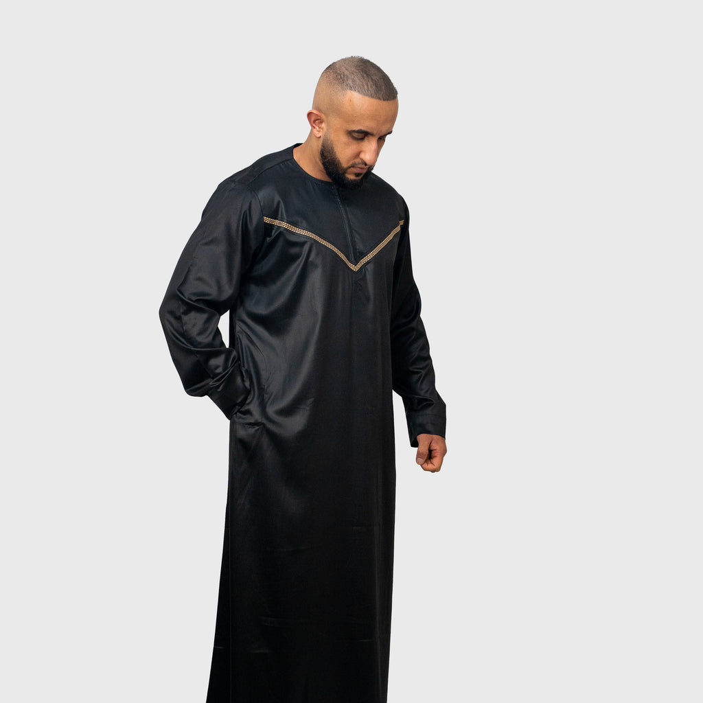 Premium Midnight Black ZA Emirati Thobe