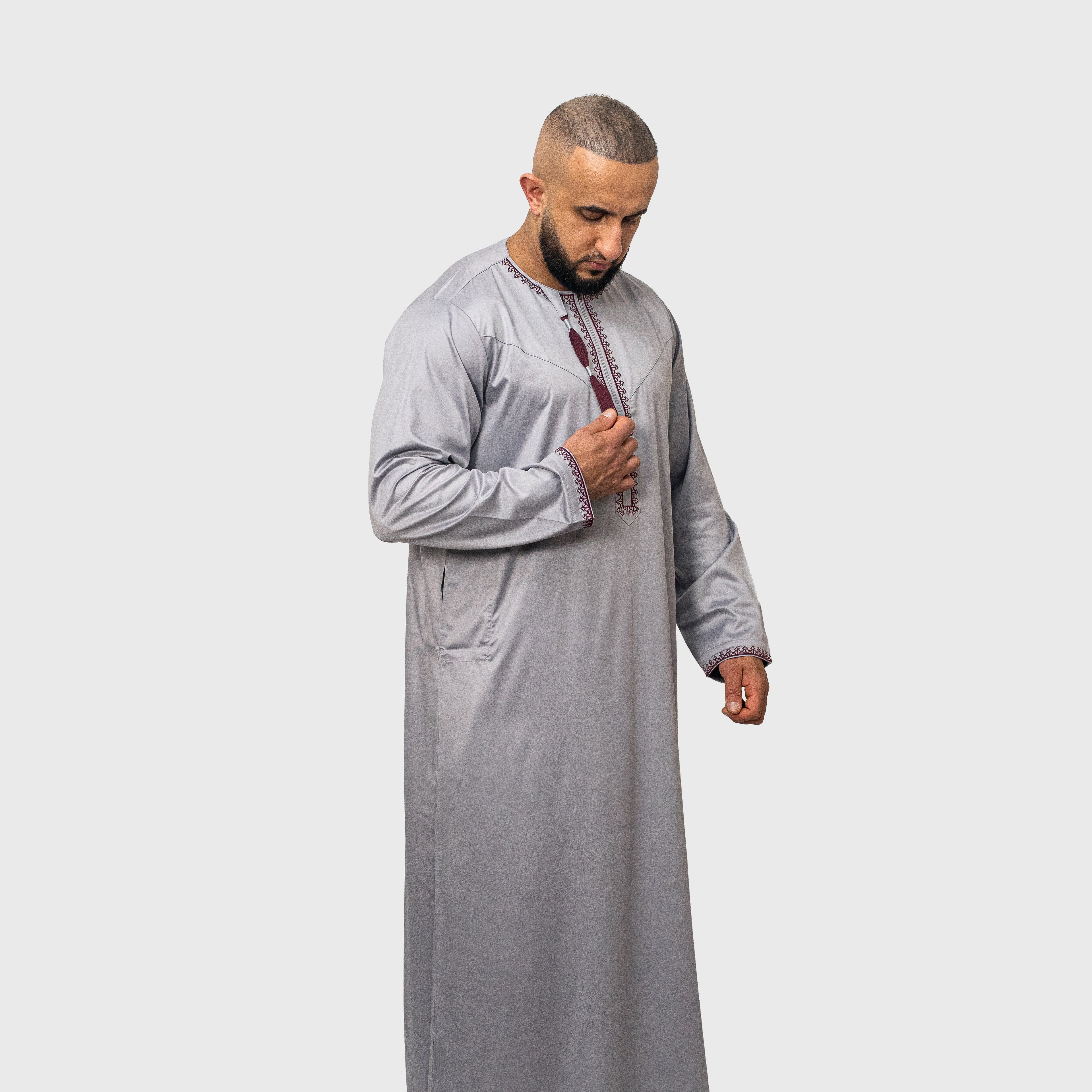 Luxury Moonstone Grey ZA Omani Thobe