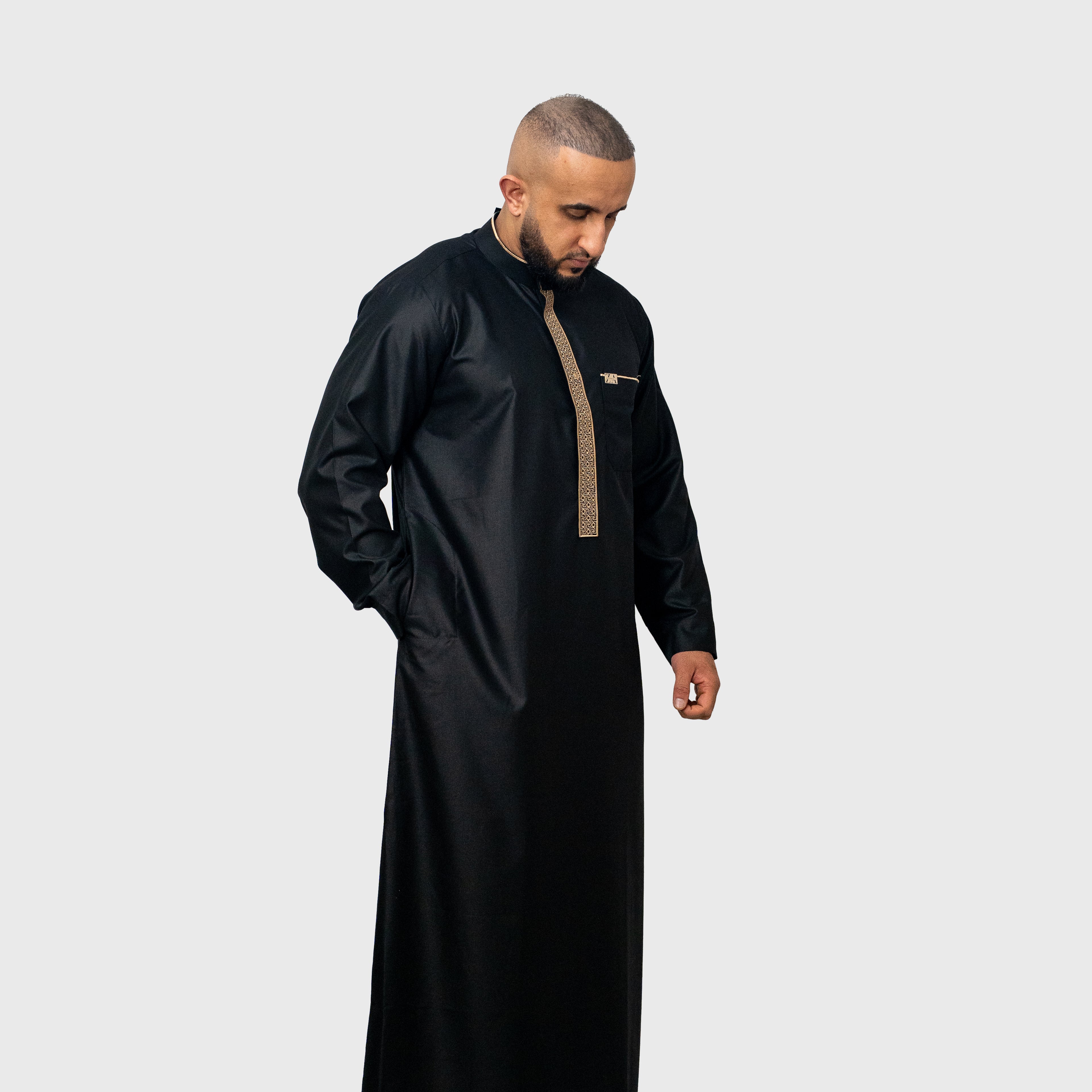 Luxury Midnight Black and Gold Signature ZA Thobe