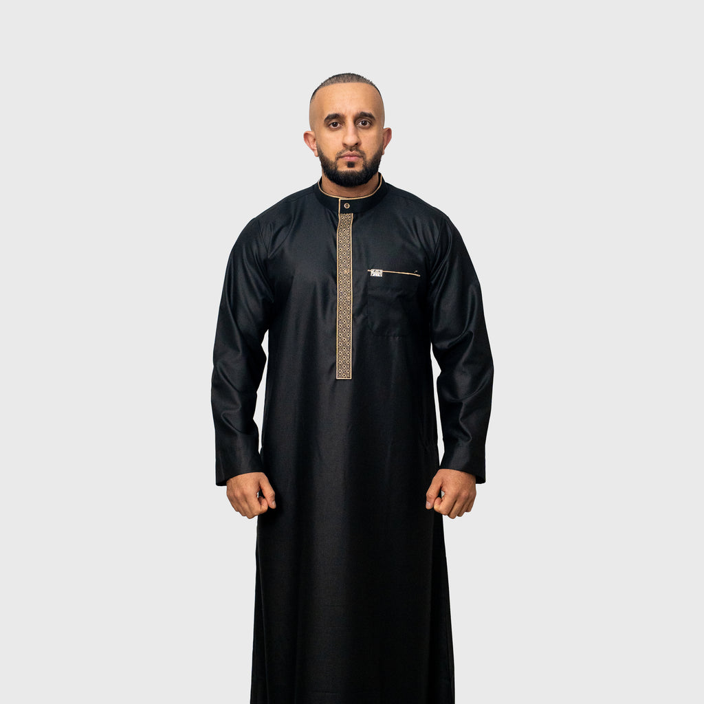 Luxury Midnight Black and Gold Signature ZA Thobe