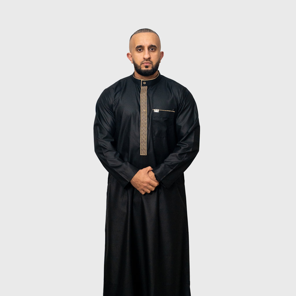 Luxury Midnight Black and Gold Signature ZA Thobe