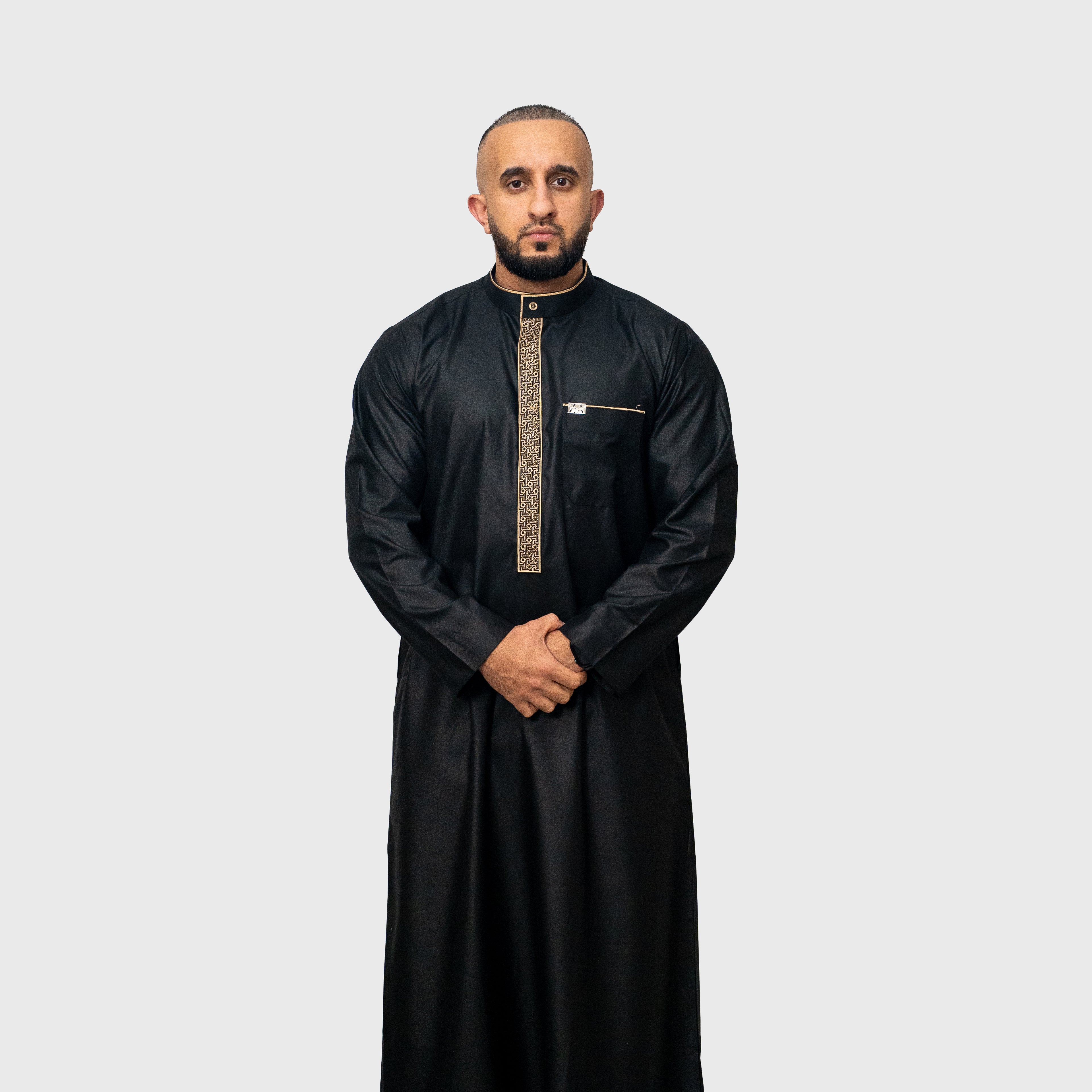 Luxury Midnight Black and Gold Signature ZA Thobe