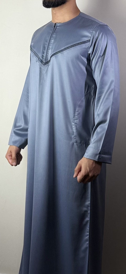 Premium Shiny ZA Men's Thobe - Grey