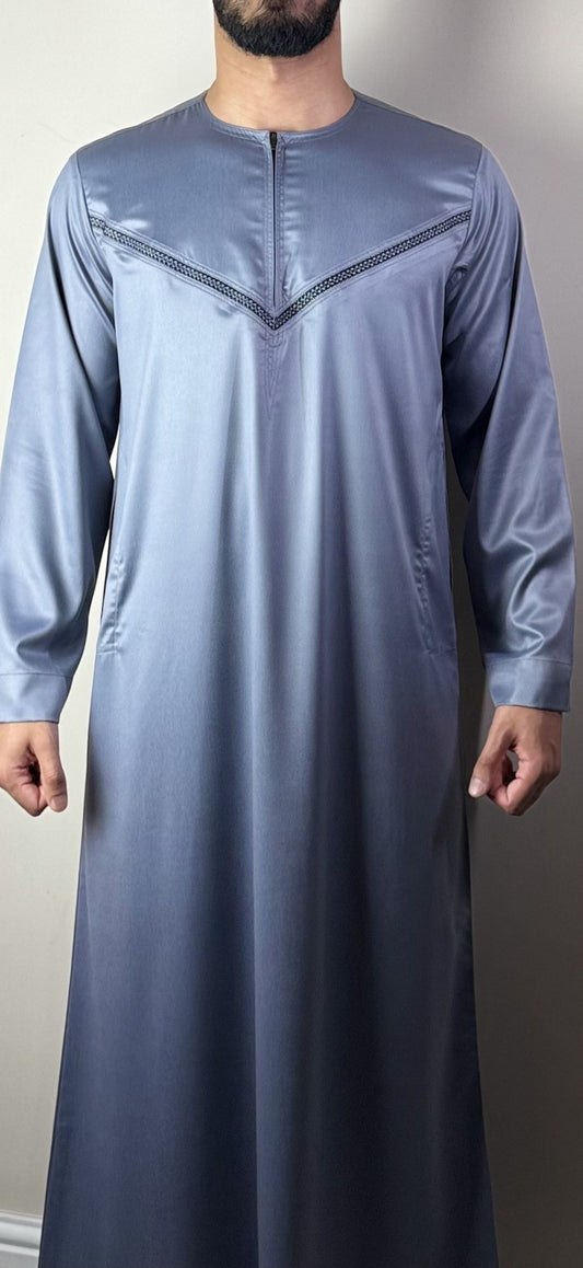 Premium Shiny ZA Men's Thobe - Grey