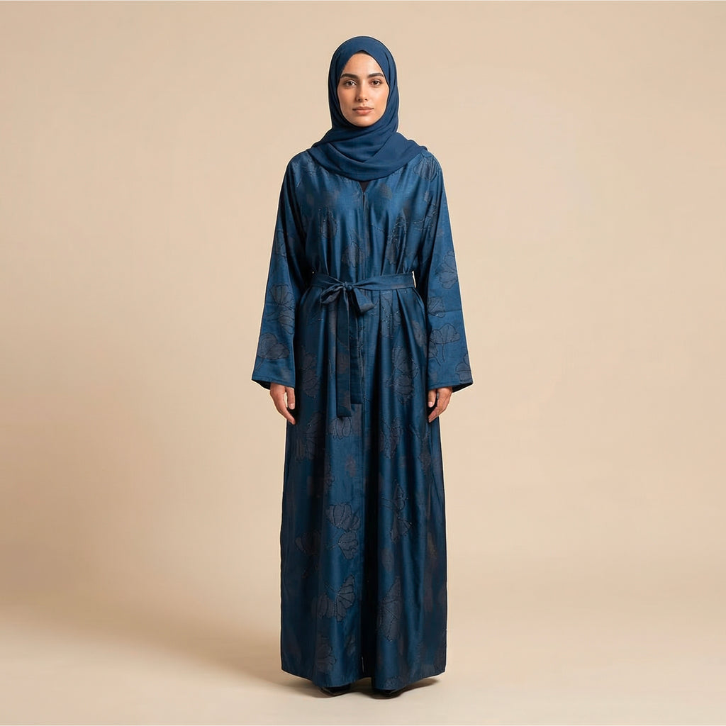 Kids Prestige Floral Blue Open ZA Abaya