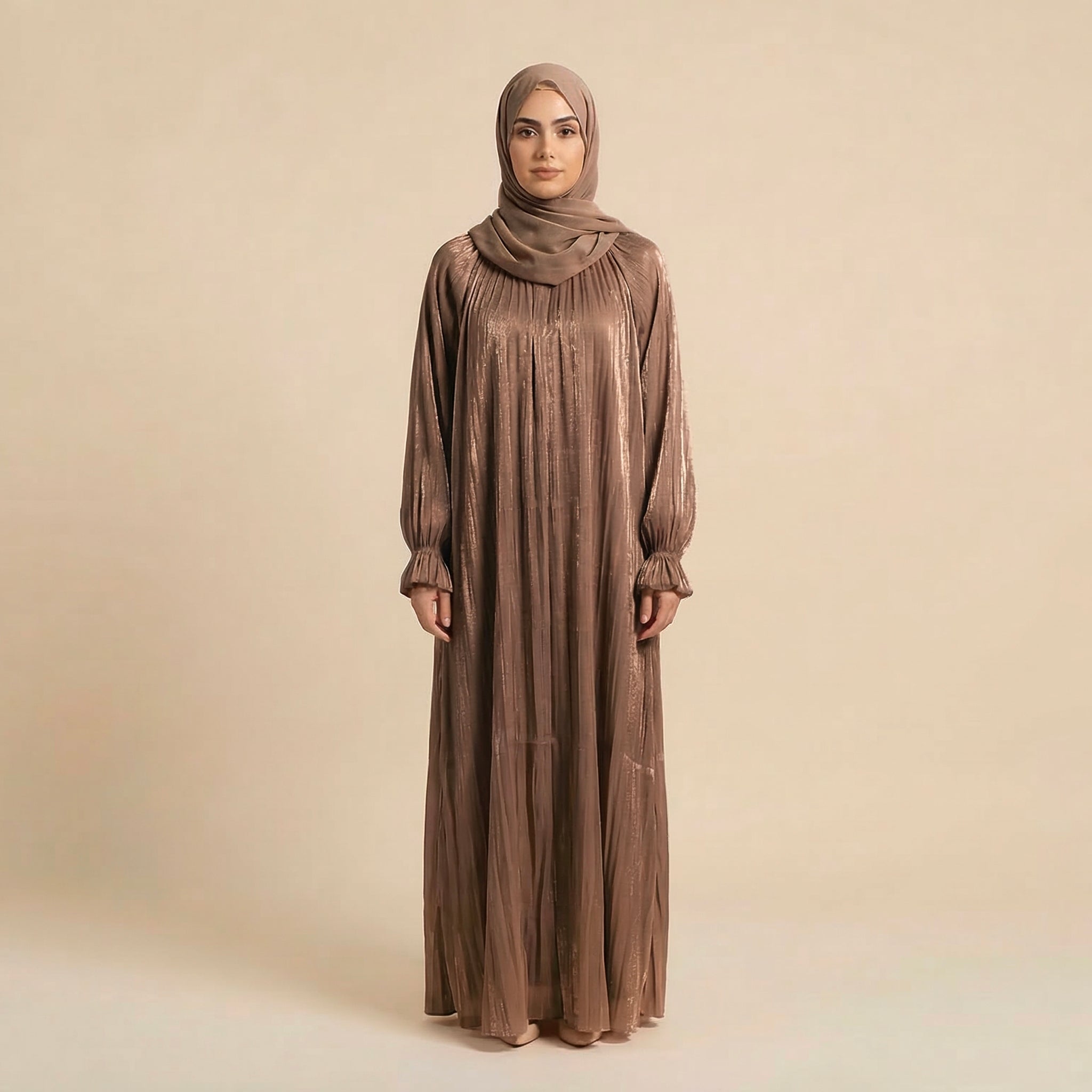 Prestige Crinkled Brown 2-Piece ZA Abaya