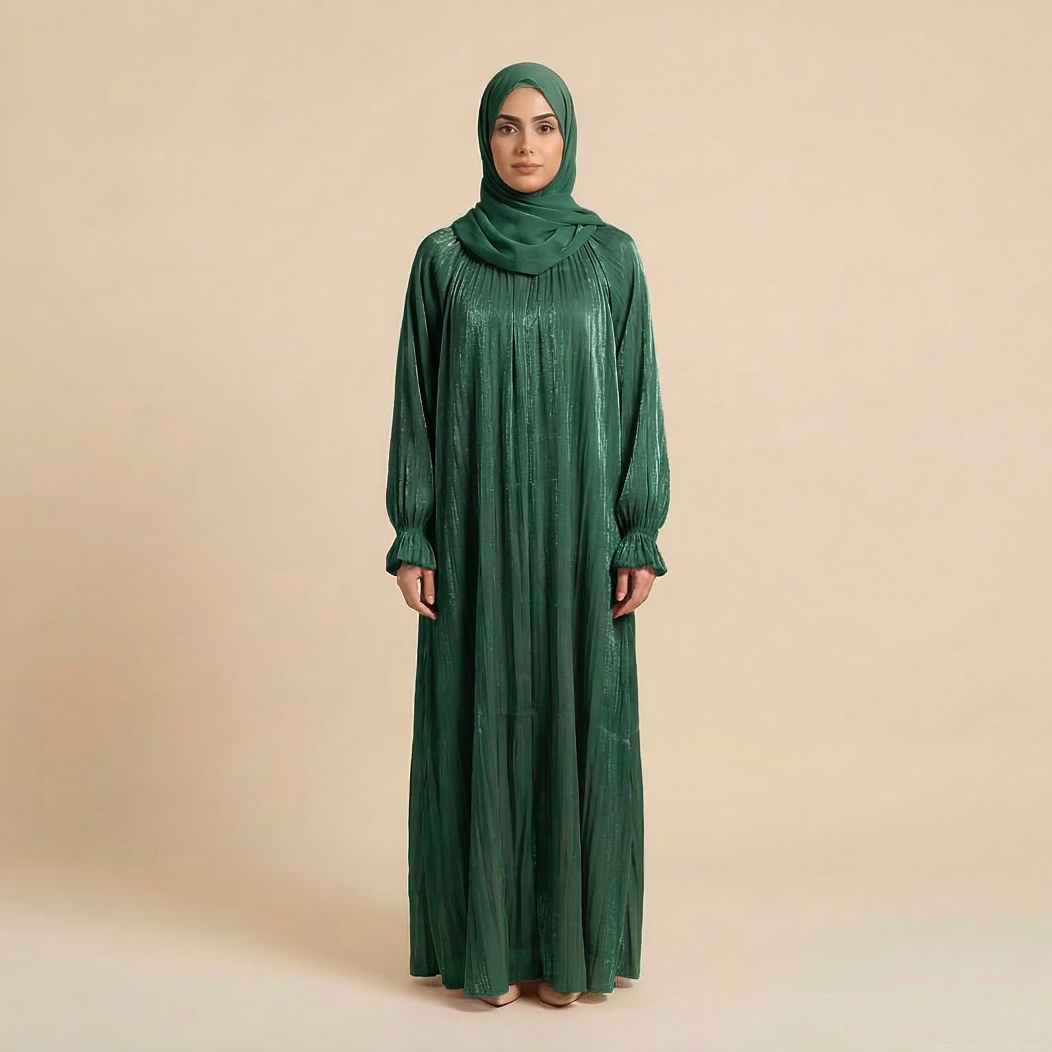 Prestige Crinkled Green 2-Piece ZA Abaya