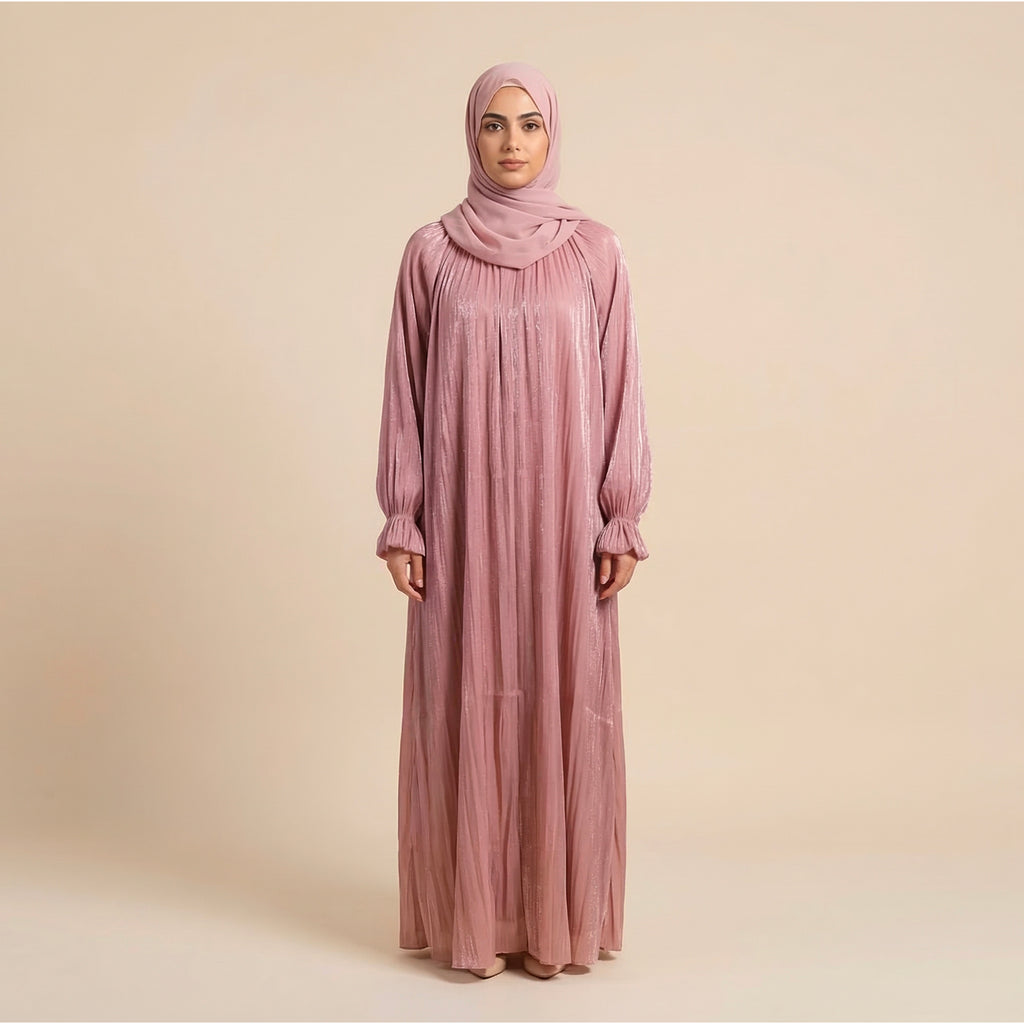 Prestige Crinkled Pink 2-Piece ZA Abaya