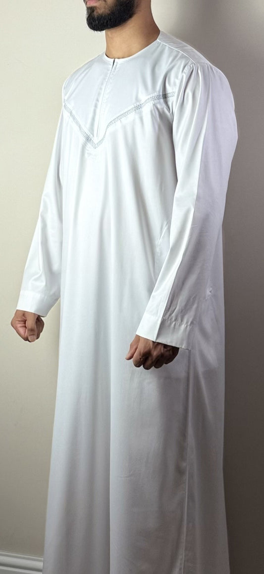 Premium Shiny ZA Men's Thobe - White