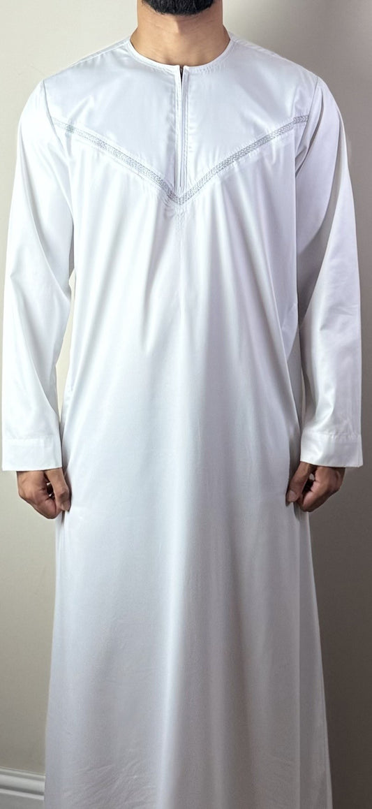 Premium Shiny ZA Men's Thobe - White