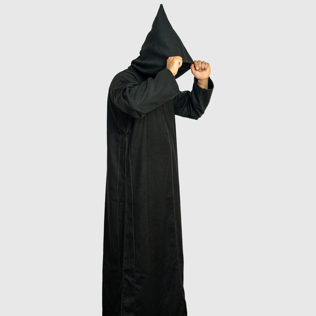 Prestige Midnight Black Hooded Winter Moroccan Djellaba