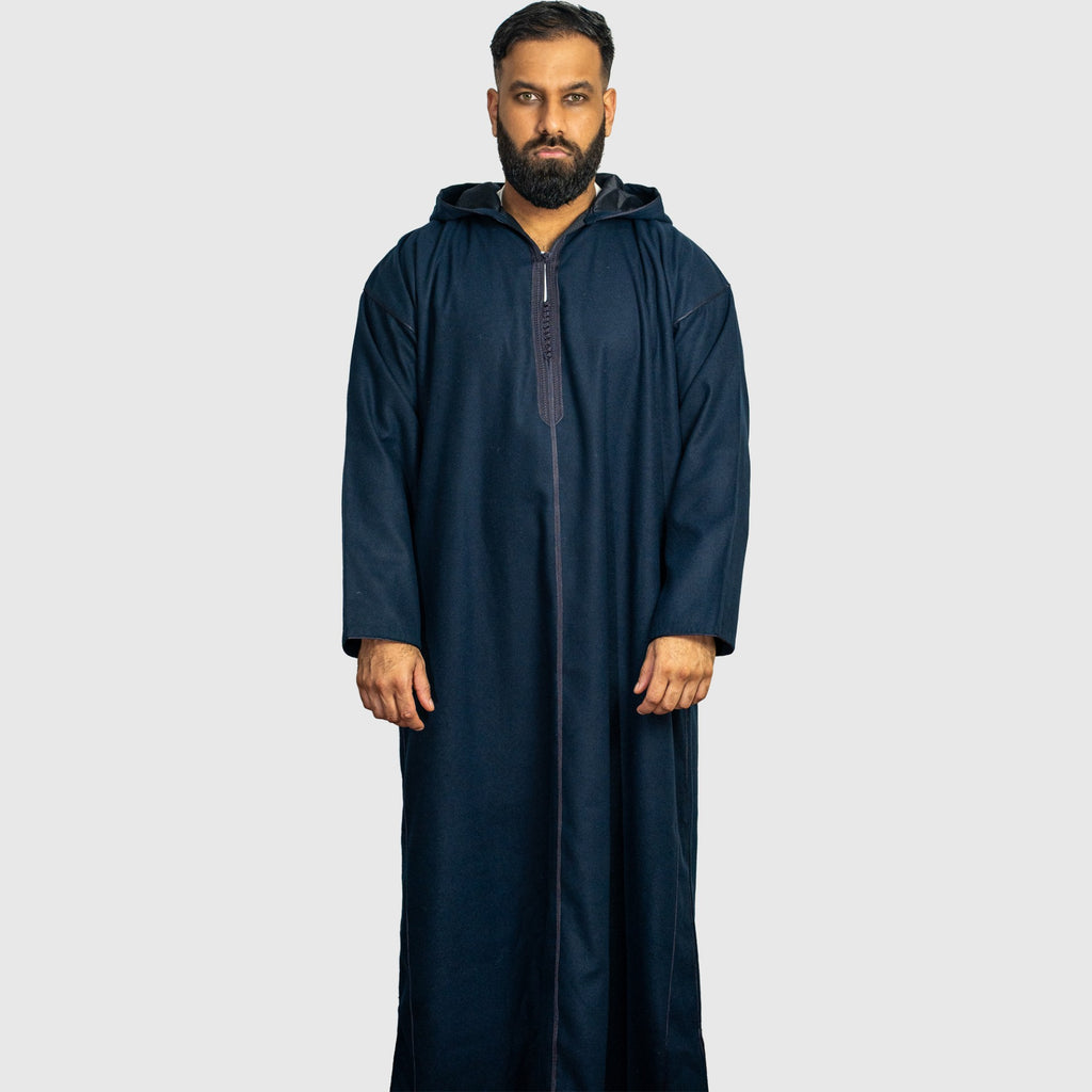 Prestige Navy Blue Hooded Winter Moroccan Djellaba