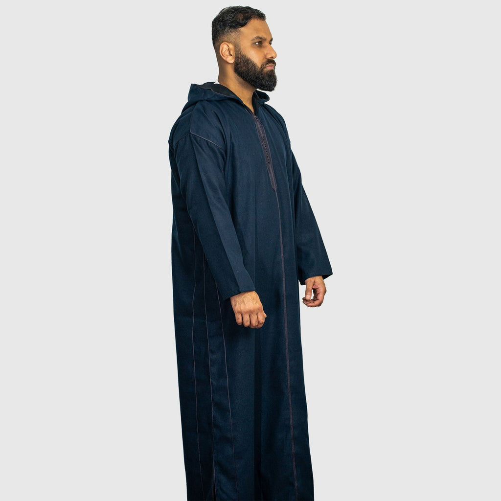 Prestige Navy Blue Hooded Winter Moroccan Djellaba