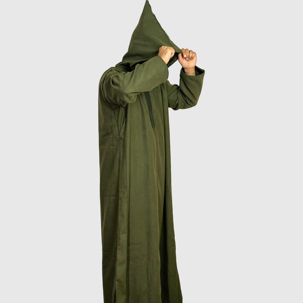 Prestige Olive Green Hooded Winter Moroccan Djellaba