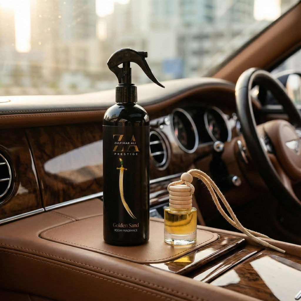 The Car Bundle - Fabric Spray and Car Diffuser - Golden Sand